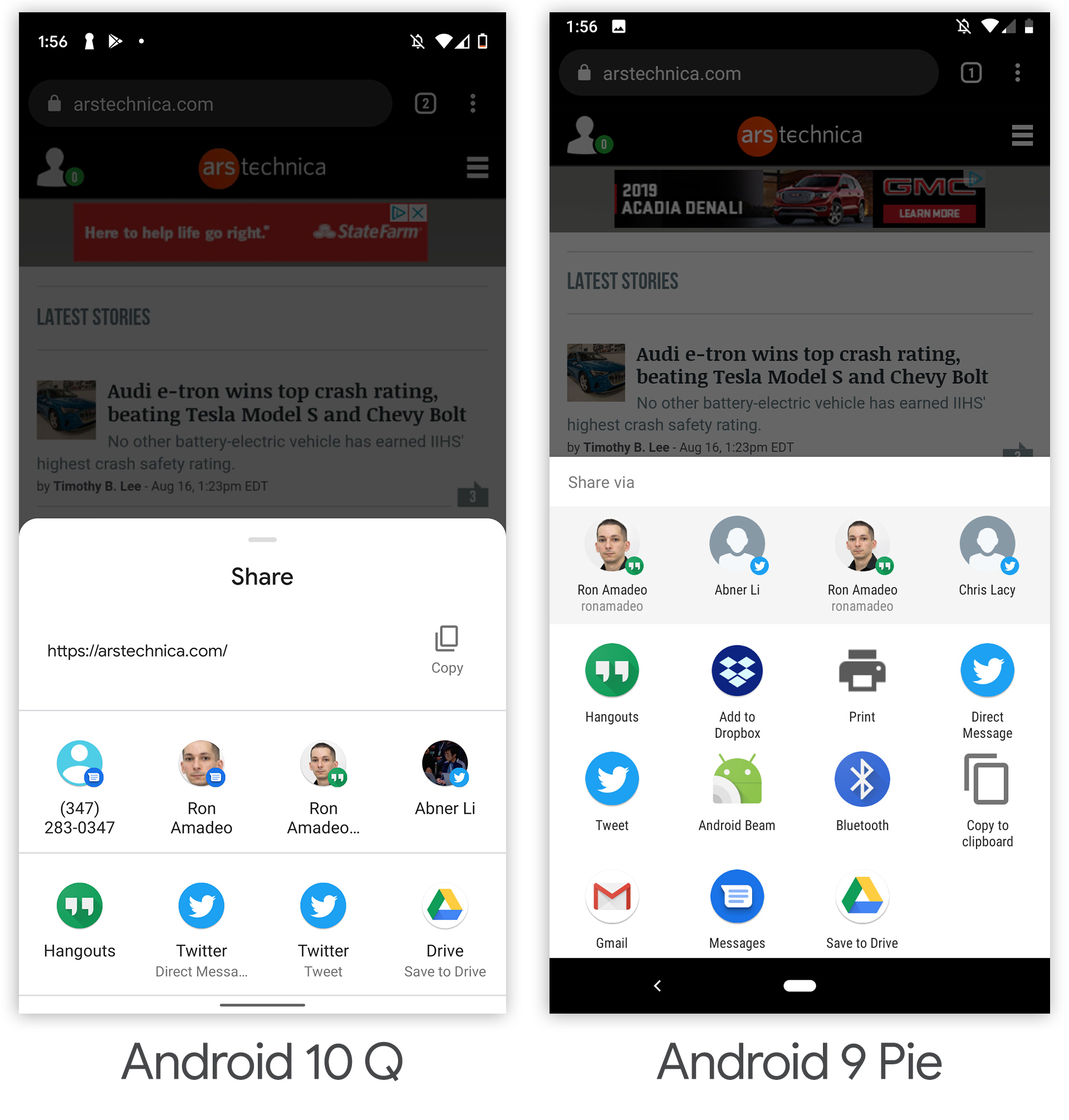 Pictures of the share sheet.