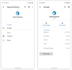 Photos of Solid Explorer, one of the few apps that works with scoped storage.