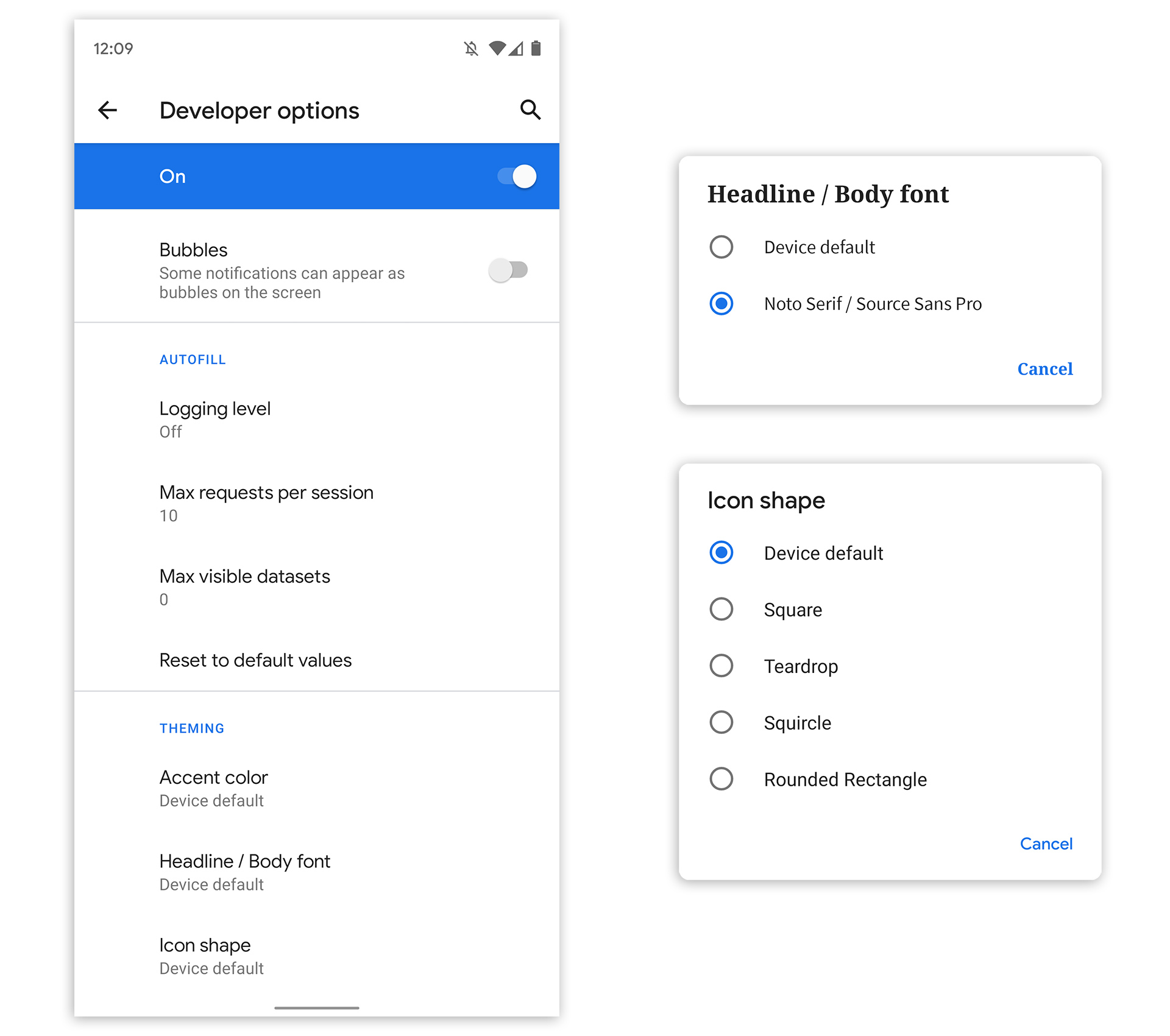 Pictures of Android Q.