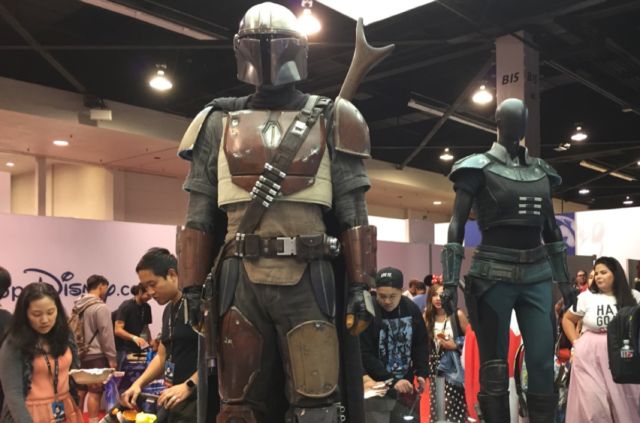 On display: costumes for <em>The Mandalorian</em>, for stars Pedro Pascal and Gina Carano.