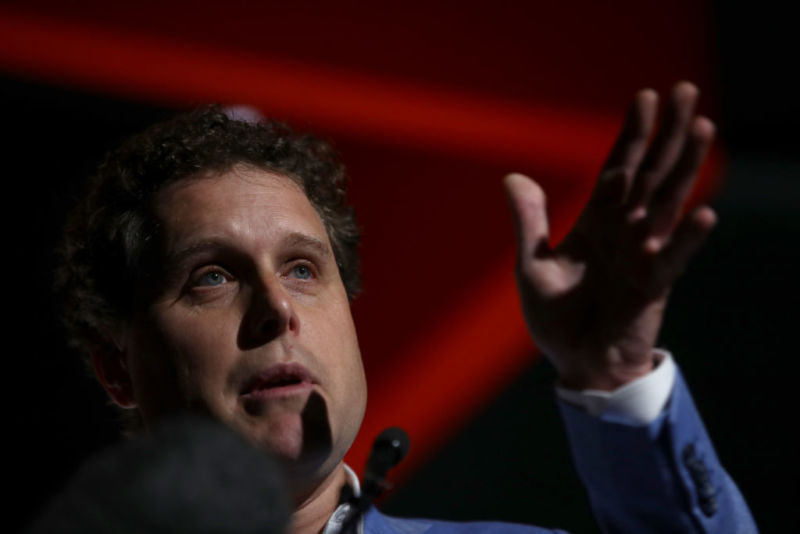 Rocket Lab CEO Peter Beck speaks during the opening of the new Rocket Lab factory on October 12, 2018, in Auckland, New Zealand.