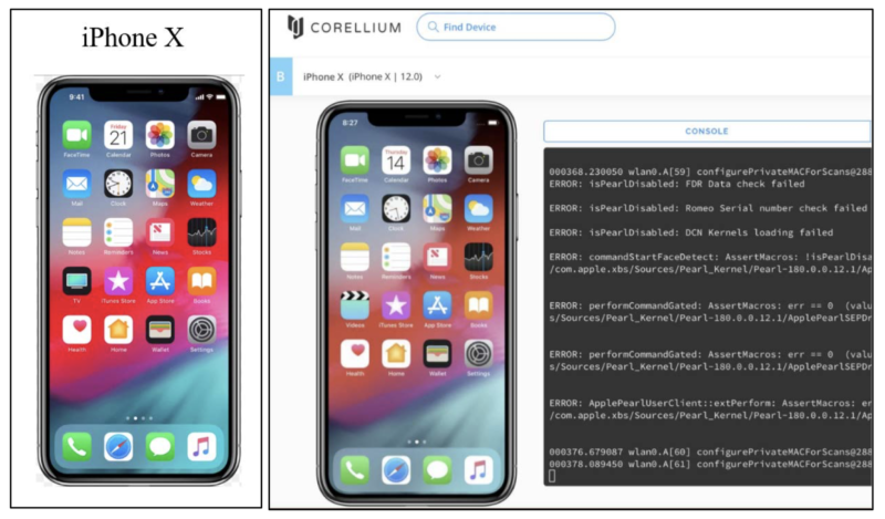 An image from Apple's lawsuit against Corellium displays how Corellium's service provides a copy of the iPhone operating system.