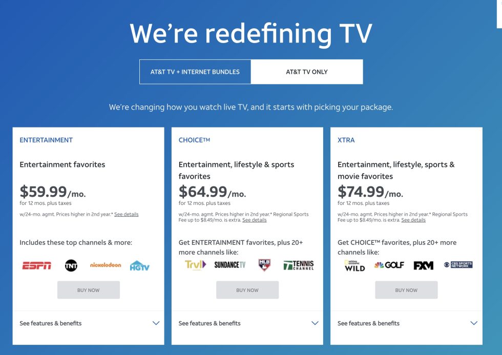 internet tv packages