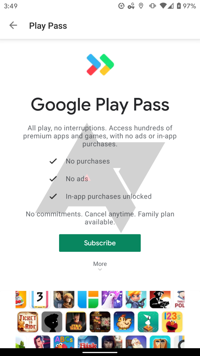 Google Play Pass, Software