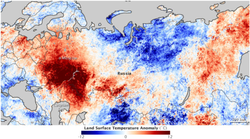 Temperatures during the third week of July, 2019.