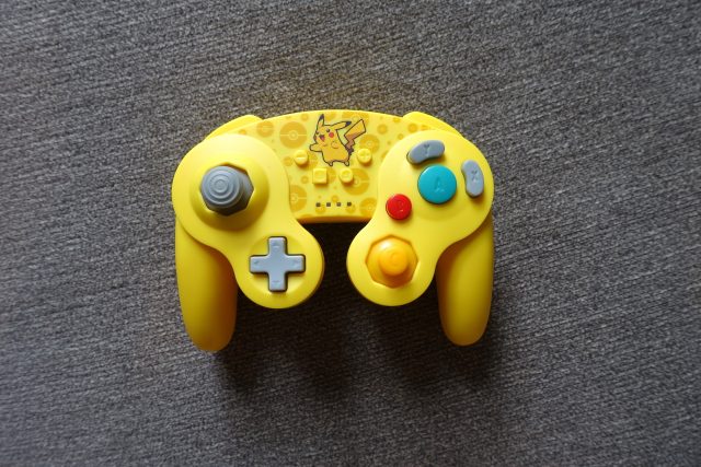 The PowerA GameCube-style wireless controller for Nintendo Switch, here in its Pikachu-themed variant. 