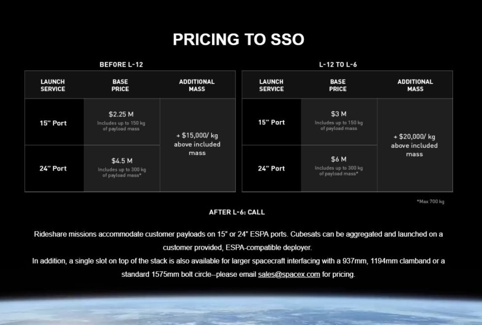 As always, SpaceX posts pricing information for its launches on its website.