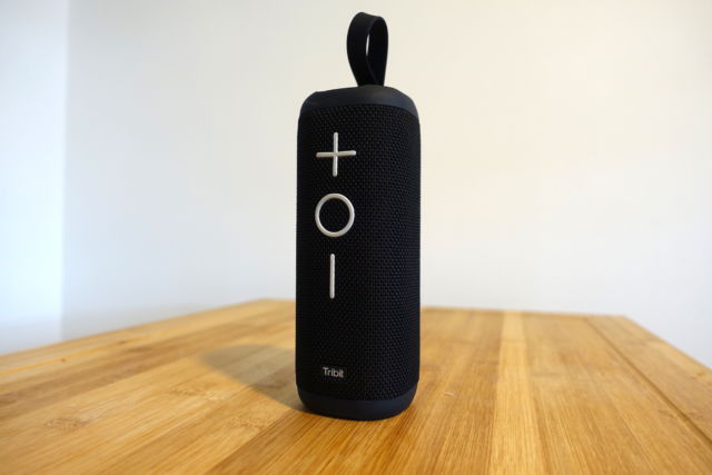 The Tribit StormBox portable Bluetooth speaker.