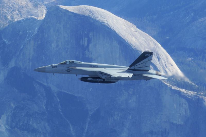 An F/A-18 from VFA-151, "the Vigilantes." A similar aircraft from the squadron crashed on Wednesday flying through what aviation enthusiasts refer to as  "Star Wars Canyon" in Death Valley, California.