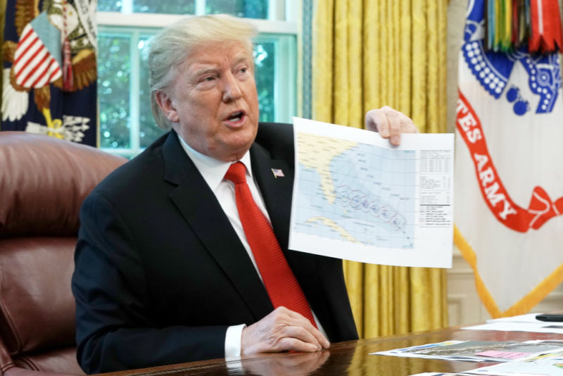 President Donald Trump has continued to insist Alabama was threatened by Hurricane Dorian.