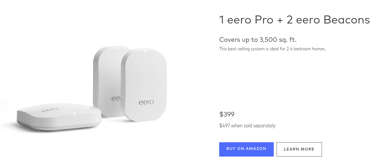 Eero Pro 2nd Gen B010001 Mesh Wi-Fi System fashion 3-pack