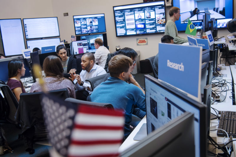 Facebook's election "War Room" on Wednesday, Oct. 17, 2018. 