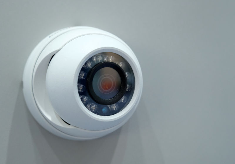  A surveillance camera on display in Hamburg, Germany, in  January 2019. 