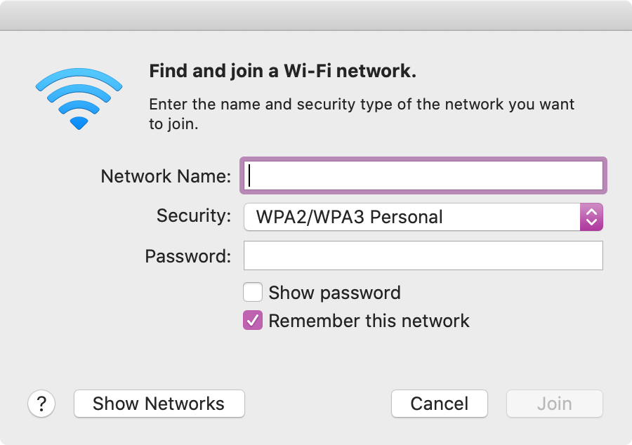 mac os sierra changing wifi password for network