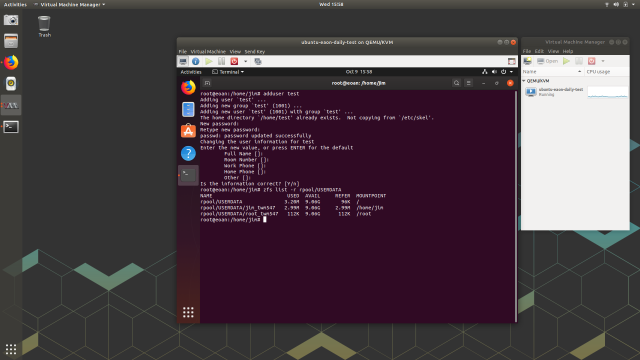 testing adduser under ZFS root