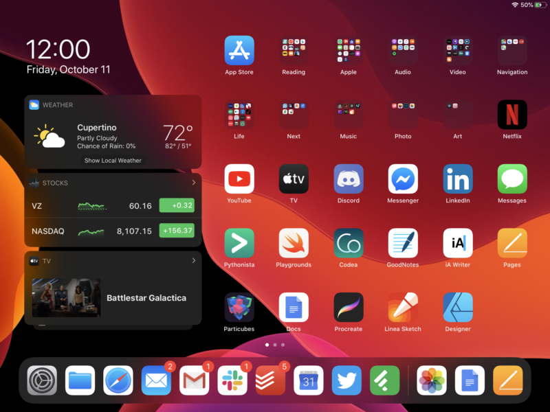 Widgets in iPadOS 13 from 2019