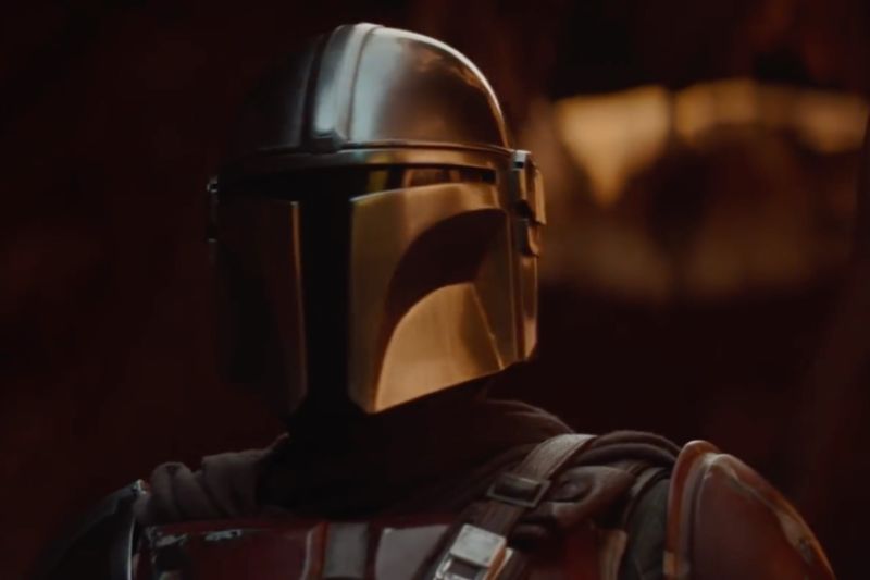 Pedro Pascal stars as the Mandalorian.