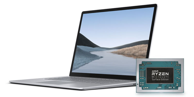 Promotional image of laptop next to an enlarged image of its internals.