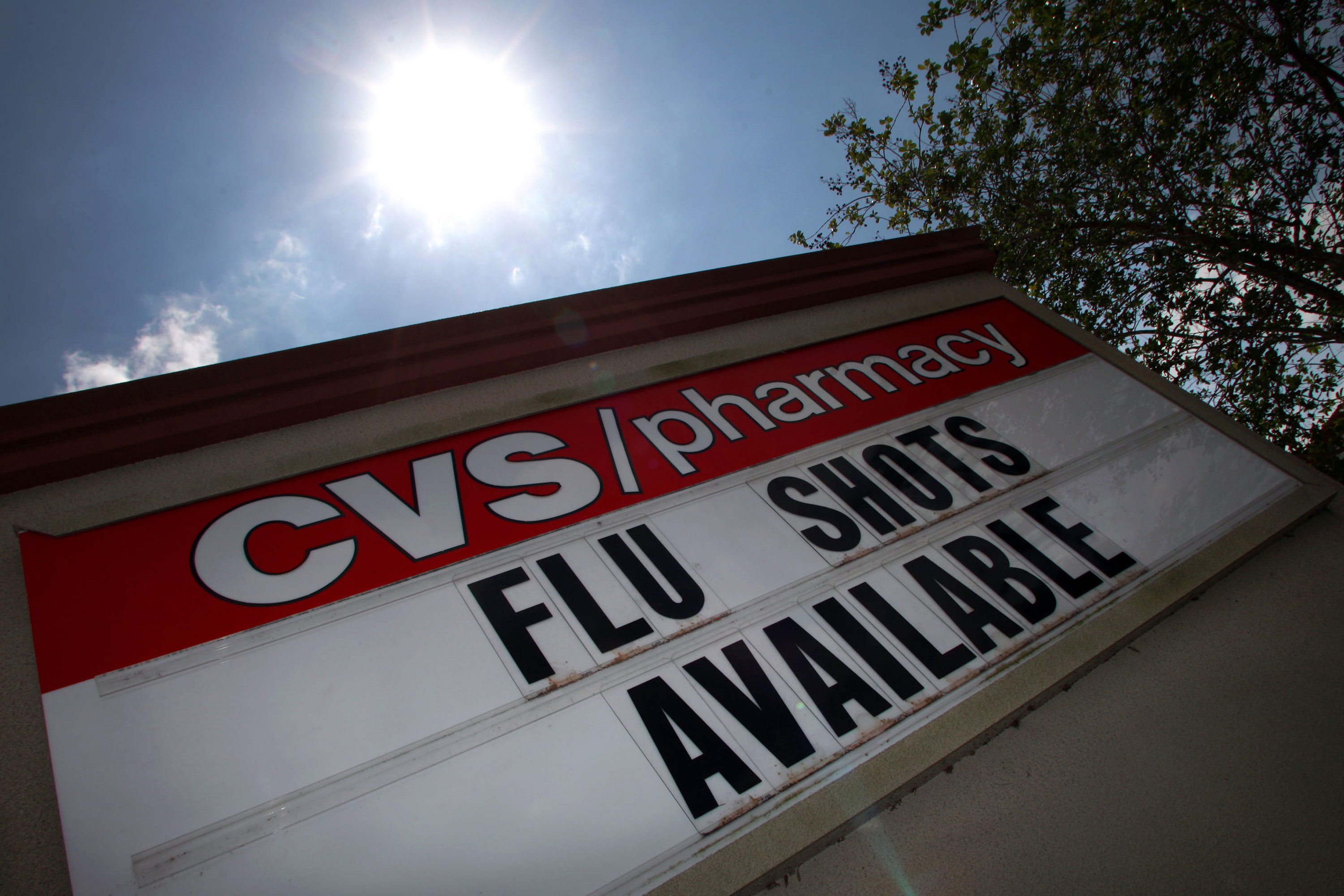 A chain pharmacy uses it sign to advertise flu shots.