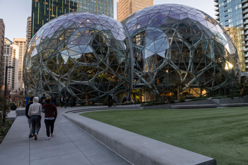 The Amazon Spheres in downtown Seattle.