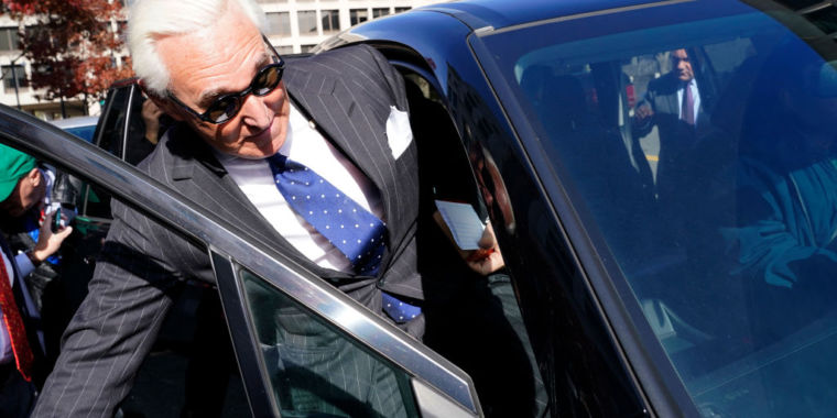 photo of Roger Stone convicted of lying to Congress about WikiLeaks contacts, witness tampering image