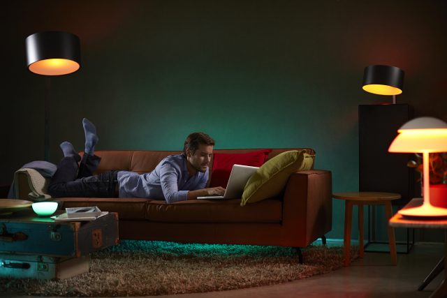 Philips Hue color smart light bulbs.