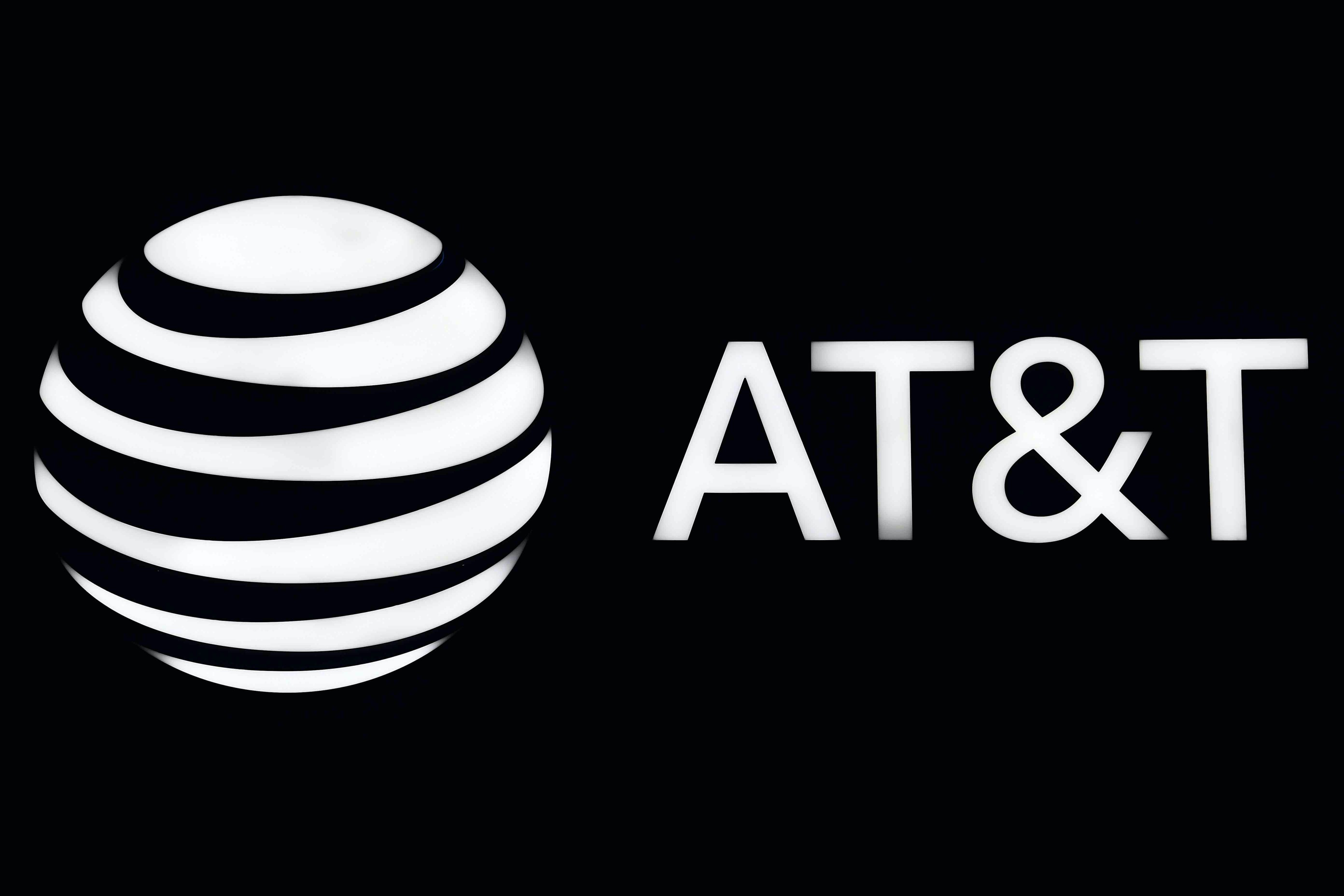 The AT&T logo displayed at the Mobile World Congress (MWC) in Barcelona...