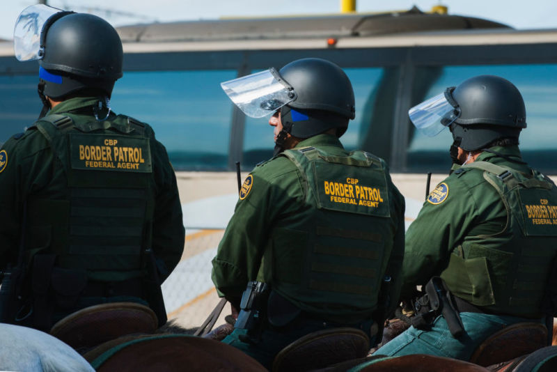 US Customs and Border Protection agents participate in a training exercise at the border with Mexico.