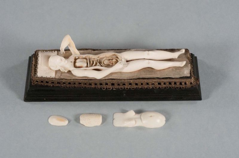 Ivory figurine carved in the shape of a naked woman.