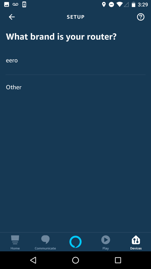 choose eero in alexa app