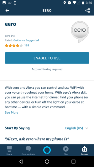 enable eero skill in alexa app