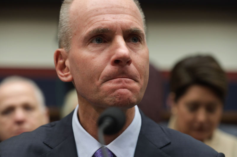 Boeing CEO Dennis Muilenburg testifies before Congress on October 30, 2019.