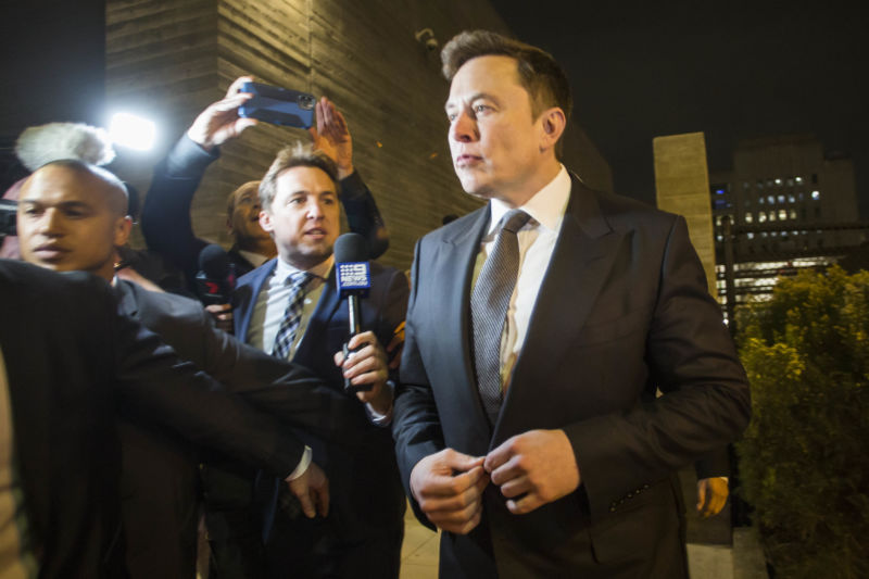 Elon Musk leaves a Los Angeles federal court on Tuesday December 3, 2019.