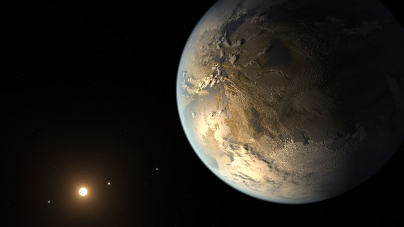 Artist conception of Kepler-186f, the first Earth-size exoplanet found in a star's 