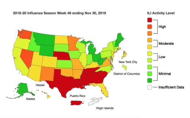 Flu Map November 2019 Unusual Type Of Flu Virus Is Dominating Early Start To This Year's Flu  Season | Ars Technica