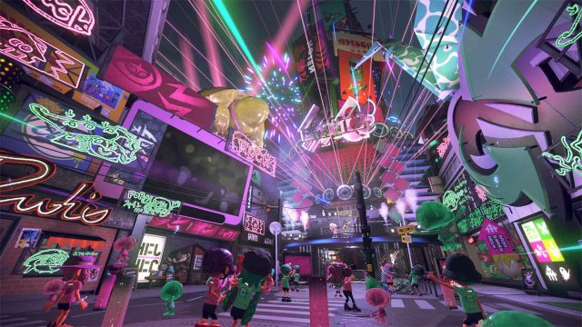 Splatfests were a monthly celebration that turned the in-game lobby into a party under the stars.