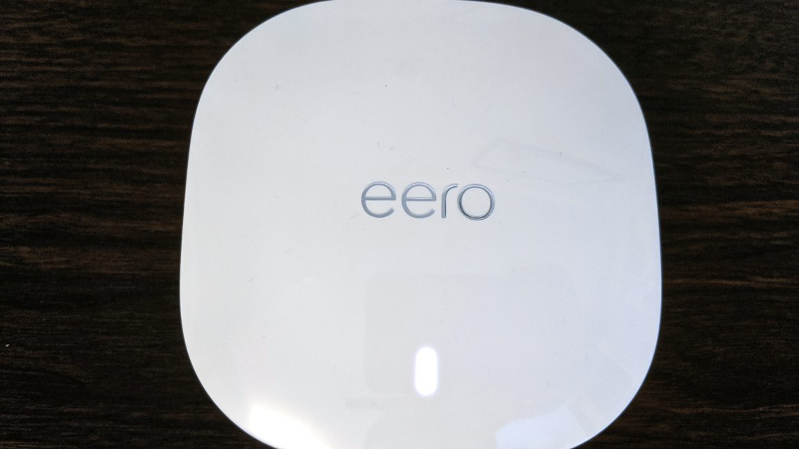Eero's white LED is a little bright, but can be dimmed if the light bothers sighted people.