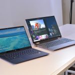 The updated HP Elite Dragonfly (left) next to the updated HP Spectre x360 15 (right).