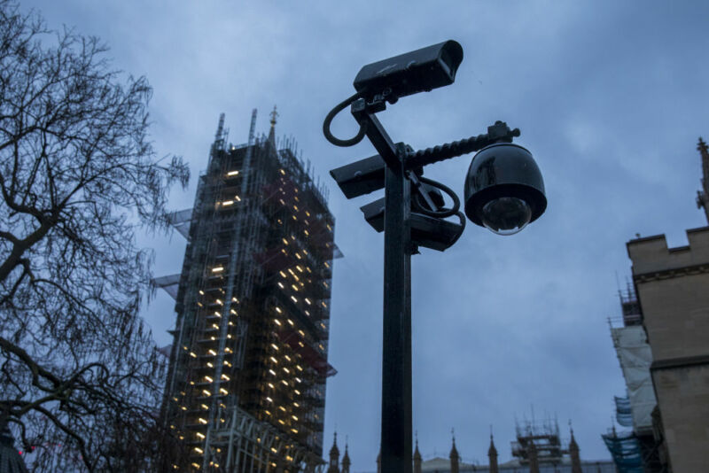 Security cameras sit on a pole near the Houses of Parliament in the Westminster district of London, UK, on Monday, Jan. 6, 2020. The Metropolitan Police will be adding new "live facial recognition" systems to their sensor collection, aimed at spotting wanted persons walking through targeted areas.