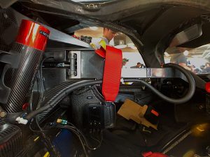 The cockpit of a prototype race car