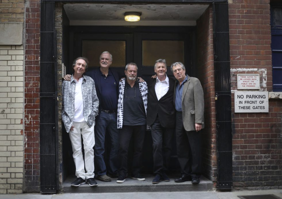 Eric Idle, John Cleese, Terry Gilliam, Michael Palin, and Terry Jones from Monty Python in 2014 before a series of live performances in London.