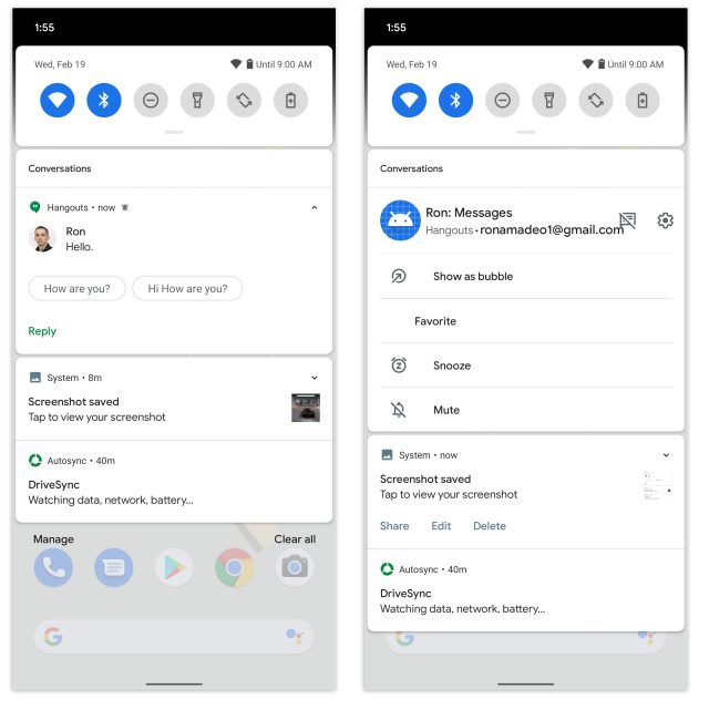 Android 11 Preview Hands On Notification Changes Dark Mode Options And More Ars Technica