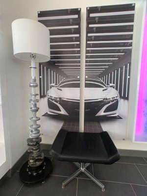 A chair and a lamp