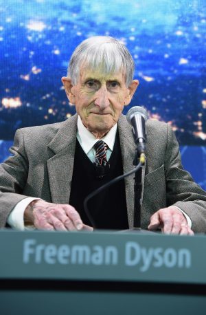 Freeman Dyson at the introduction of Breakthrough Starshot, an idea with a sci-fi aura that's based on well understood physics.