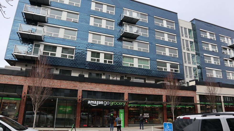 Another view of Amazon Go Grocery's first location in the Seattle neighborhood of Capitol Hill.