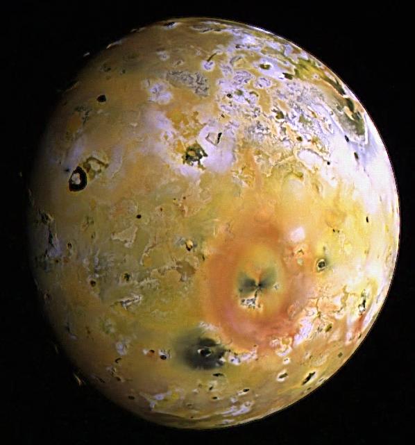 Topography and Volcanoes on Io, as imaged by the Galileo spacecraft.