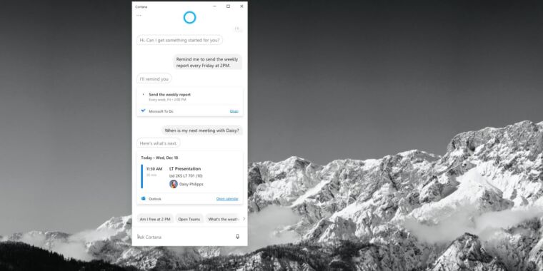 Cortana’s not Alexa—skills are going away in Windows 10 version 2004