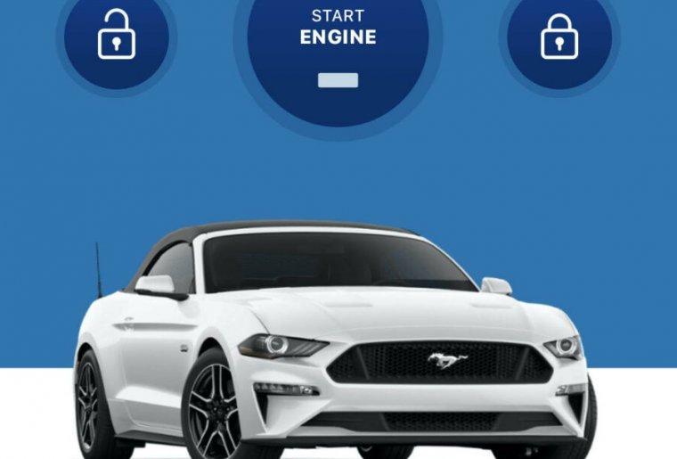 Photograph of Ford Mustang combined with image of automobile controls.