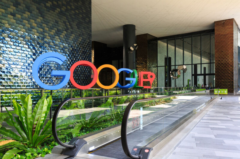 The lobby of Google's new campus and office in Singapore.