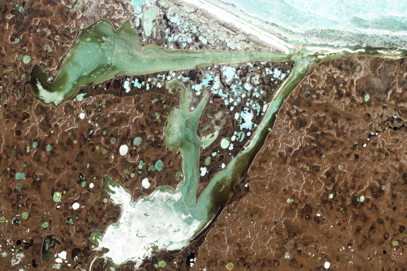 Satellite photo of lakes.